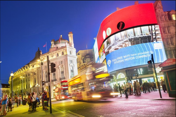 Picadilly Circus in London was decked out with Ramadan lights for the first time