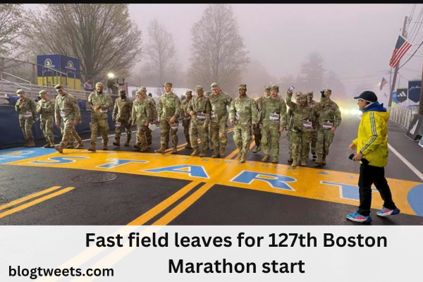 Fast field leaves for 127th Boston Marathon start