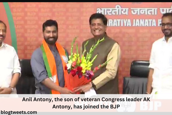 Anil Antony, the son of veteran Congress leader AK Antony, has joined the BJP